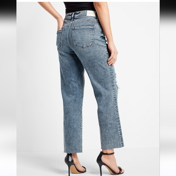 Express Vintage 90s Style Ankle Boot Mid Rise Ripped Knee Jeans 12S NWT - Picture 3 of 16